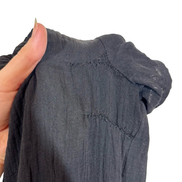 AYR The Kite Midi Dress Cotton Gauze Button Front Pom Pom Tiered Blk PLEASE READ - Picture 11 of 14